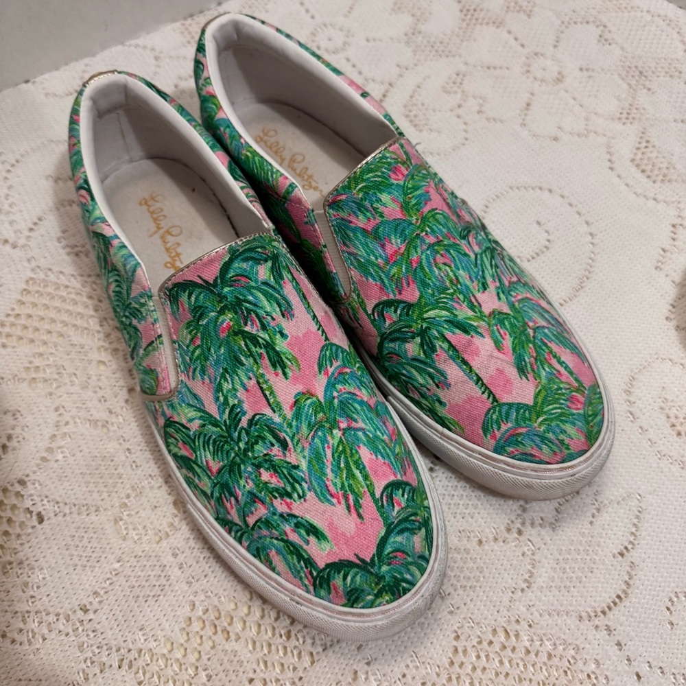 Lilly Pulitzer Tropical Pink and Green Sneakers size 7
